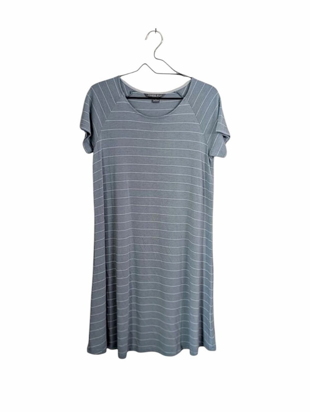 Free Fly Women's Bamboo Blue Striped Casual Dress Size L Comfy Summer Everyday